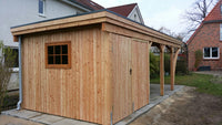 Einzel-Carport CLASSIC Holzblende mit Abstellraum (Verkleidung: Klassisches Duoprofil) - FREESE Holz 