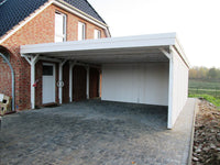 Doppelcarport CLASSIC Holzblende mit Abstellraum (Verkleidung: Klassisches Duoprofil) - FREESE Holz 