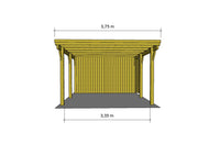 Gründach-Carport CLASSIC Holzblende mit Abstellraum (Verkleidung: Klassisches Duoprofil) - FREESE Holz 
