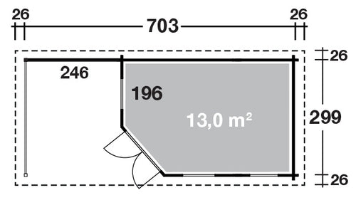 Grundriss Holz-Gartenhaus Annabel 1-Raum und 2-Raum von WOLFF FINNHAUS - FREESE Holz 