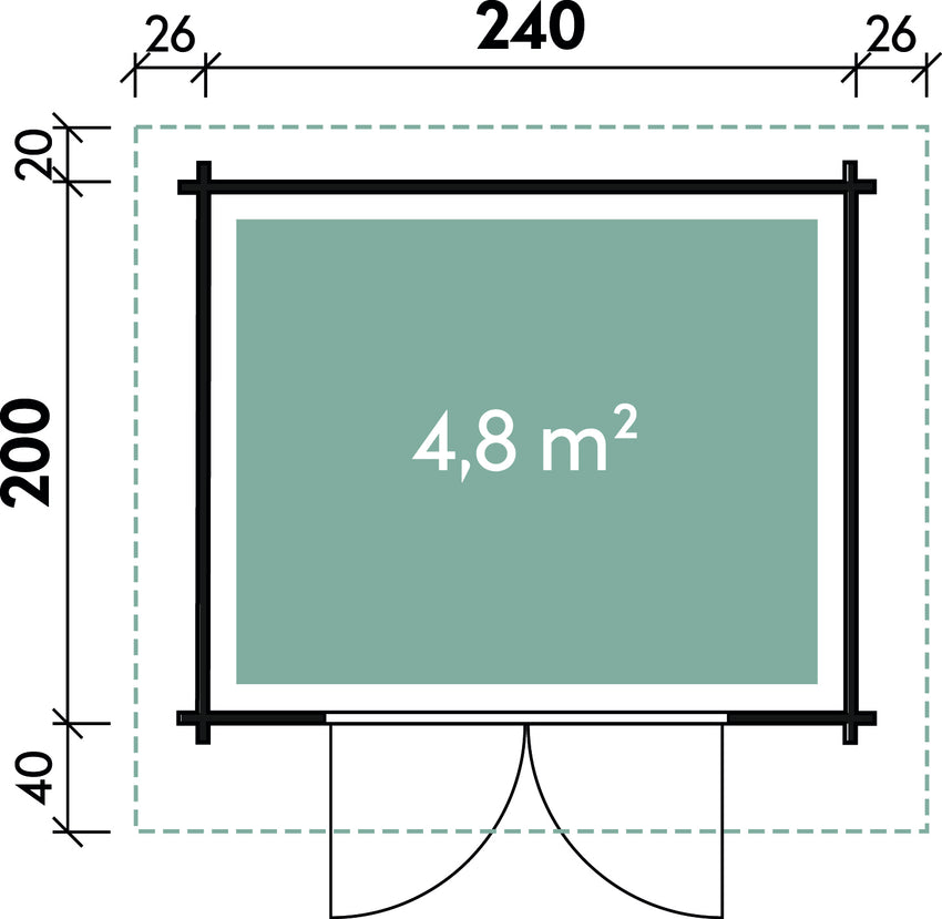 Grundriss Holz-Gartenhaus Berit 2420 von WOLFF FINNHAUS - FREESE Holz 