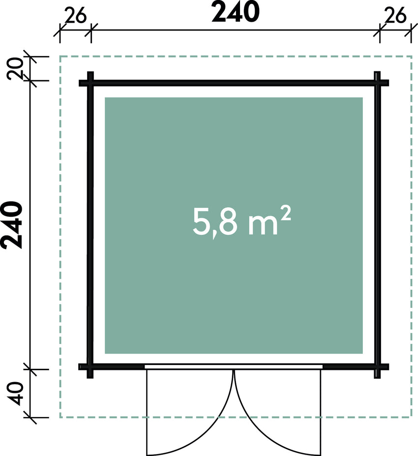 Grundriss Holz-Gartenhaus Berit 2424 von WOLFF FINNHAUS - FREESE Holz 