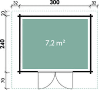Grundriss Holz-Gartenhaus Berit 3024 von WOLFF FINNHAUS - FREESE Holz 