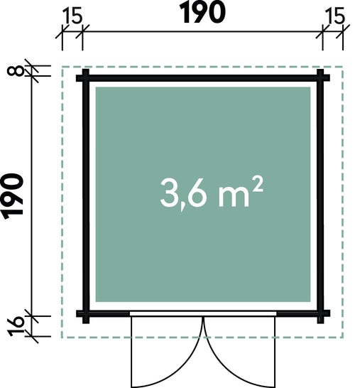 Grundriss Holz-Gartenhaus Leila 1919 von WOLFF FINNHAUS - FREESE Holz 
