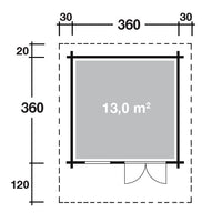 Grundriss Holz-Gartenhaus Lotta XL 3636 von WOLFF FINNHAUS - FREESE Holz 