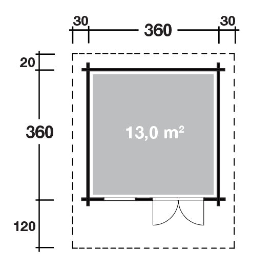 Grundriss Holz-Gartenhaus Lotta XL 3636 von WOLFF FINNHAUS - FREESE Holz 