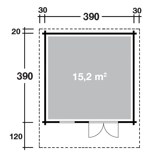 Grundriss Holz-Gartenhaus Lotta XL 3939 von WOLFF FINNHAUS - FREESE Holz 