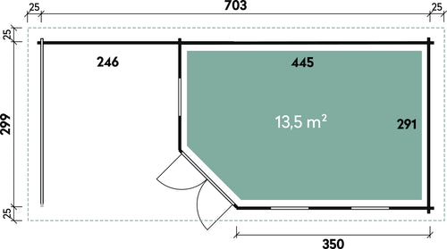 Grundriss Holz-Gartenhaus Melinda 1-Raum und 2-Raum von WOLFF FINNHAUS - FREESE Holz 
