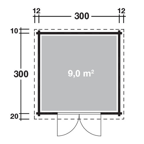 Grundriss Holz-Gartenhaus Peggy von WOLFF FINNHAUS - FREESE Holz 