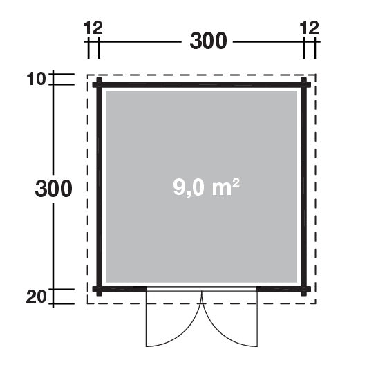Grundriss Holz-Gartenhaus Peggy von WOLFF FINNHAUS - FREESE Holz 