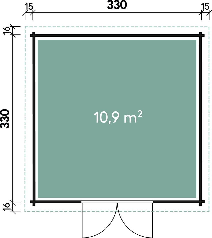 Grundriss Holz-Gartenhaus Peggy 3333 von WOLFF FINNHAUS - FREESE Holz 