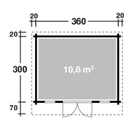 Grundriss Holz-Gartenhaus Melody XL 3630 von WOLFF FINNHAUS - FREESE Holz 