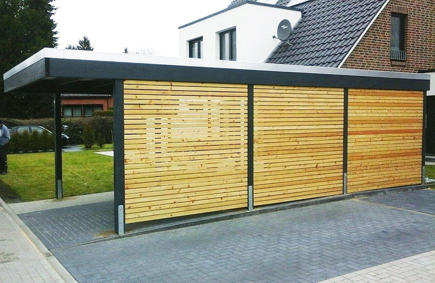 Modernes Gründach-Carport KLARE LINIE ohne Abstellraum (Einzelcarport) - FREESE Holz 