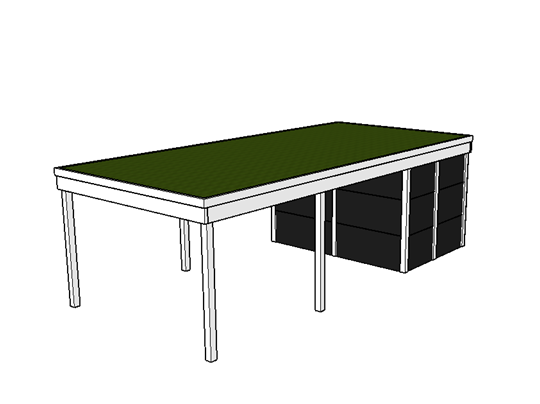 Modernes Gründach-Carport KLARE LINIE mit Abstellraum (Einzelcarport) - FREESE Holz 