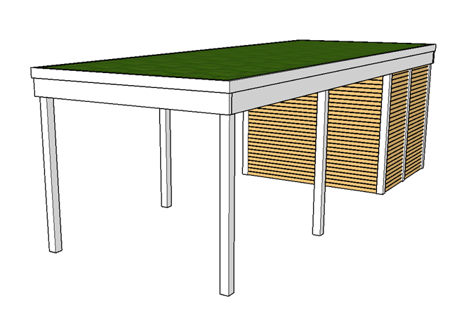 Modernes Gründach-Carport KLARE LINIE mit Abstellraum (Einzelcarport) - FREESE Holz 