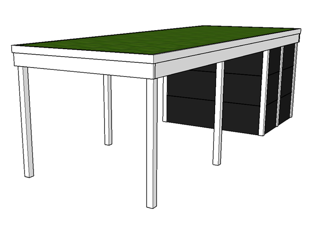 Modernes Gründach-Carport KLARE LINIE mit Abstellraum (Einzelcarport) - FREESE Holz 
