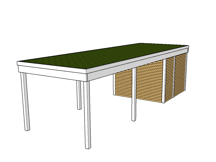 Modernes Gründach-Carport KLARE LINIE mit Abstellraum (Einzelcarport) - FREESE Holz 