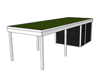 Modernes Gründach-Carport KLARE LINIE mit Abstellraum (Einzelcarport) - FREESE Holz 