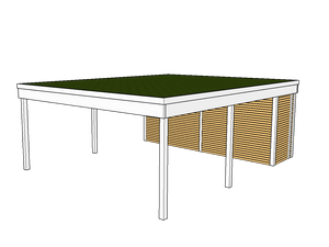 Modernes Gründach-Carport KLARE LINIE mit Abstellraum (Doppelcarport) - FREESE Holz 