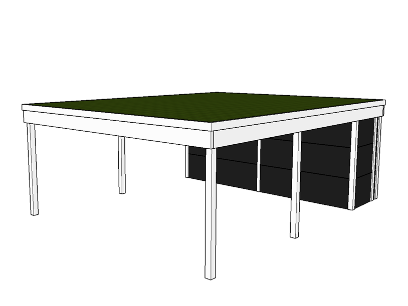 Modernes Gründach-Carport KLARE LINIE mit Abstellraum (Doppelcarport) - FREESE Holz 
