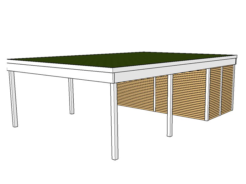 Modernes Gründach-Carport KLARE LINIE mit Abstellraum (Doppelcarport) - FREESE Holz 