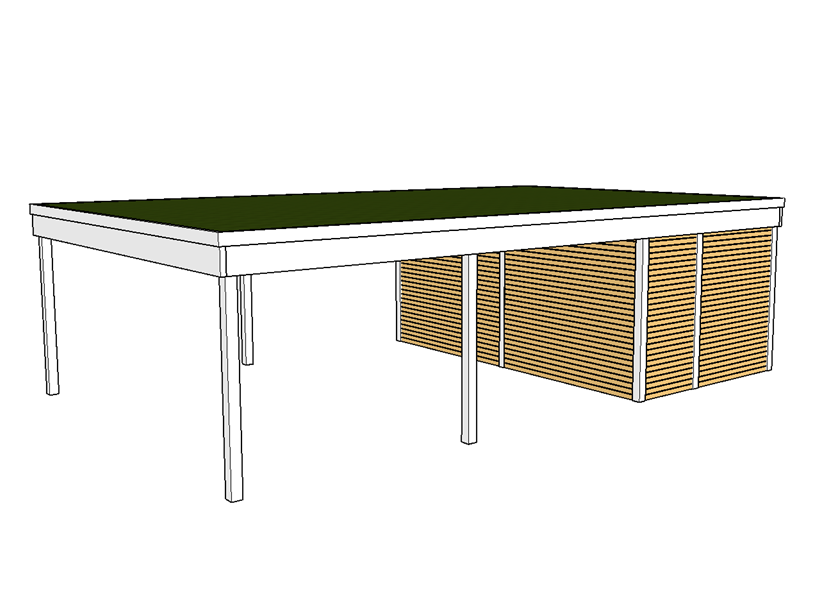 Modernes Gründach-Carport KLARE LINIE mit Abstellraum (Doppelcarport) - FREESE Holz 