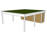Modernes Gründach-Carport KLARE LINIE mit Abstellraum (Doppelcarport) - FREESE Holz 