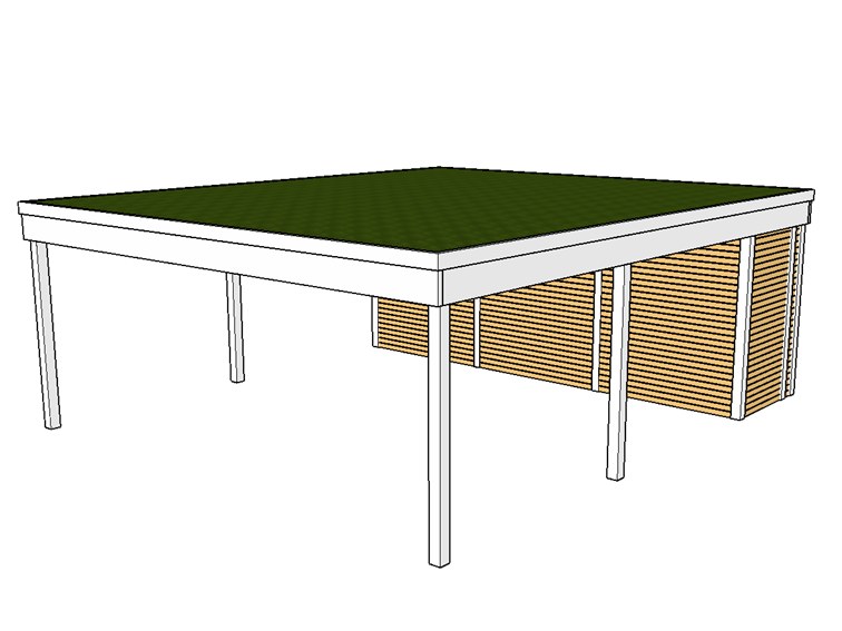Modernes Gründach-Carport KLARE LINIE mit Abstellraum (Doppelcarport) - FREESE Holz 