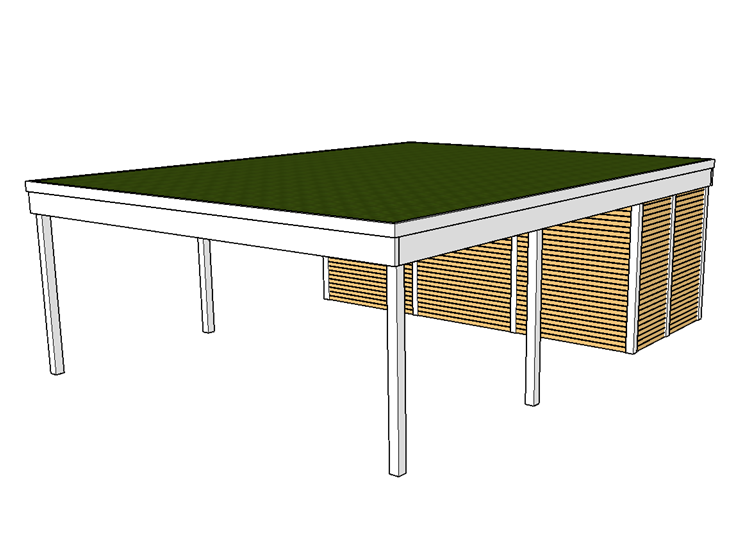 Modernes Gründach-Carport KLARE LINIE mit Abstellraum (Doppelcarport) - FREESE Holz 