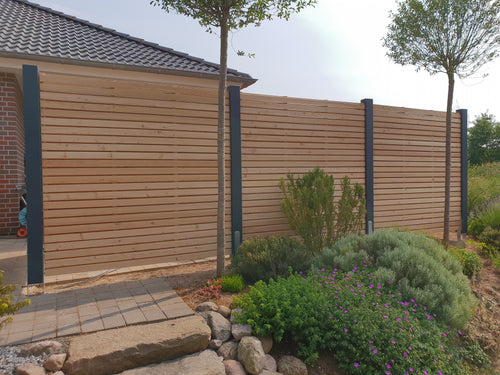 Zaunpfosten anthrazit in KVH passend zu unseren Rhombuszaun-System KLARE LINIE