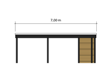 Laden Sie das Bild in den Galerie-Viewer, Modernes Gründach-Carport KLARE LINIE mit Abstellraum (Doppelcarport) - FREESE Holz 
