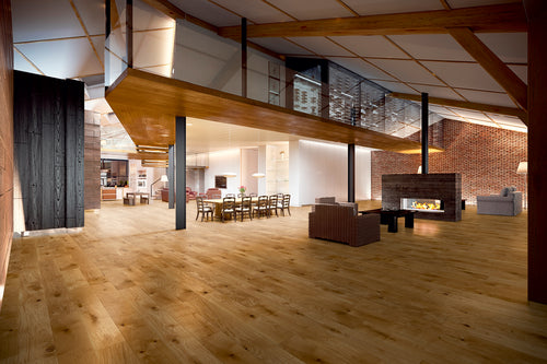 Weiss Massivholzdielen Eiche rustikal (Systemfußboden) - FREESE Holz 